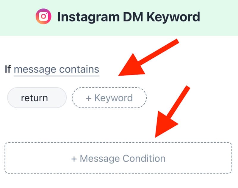 Instagram keyword containing return in Manychat
