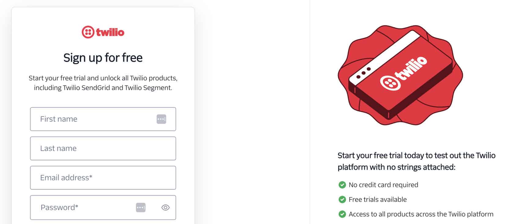 Sign up for Twilio