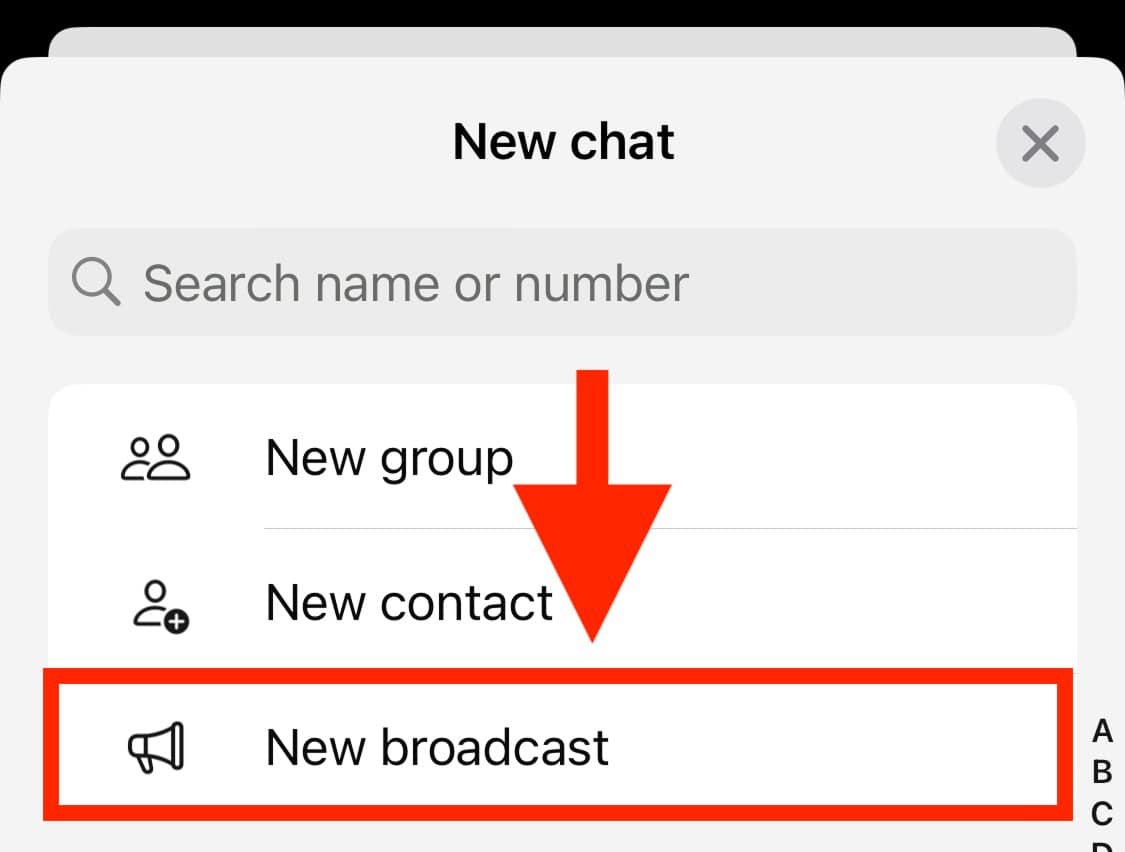 Create new broadcast in WhatsApp Business