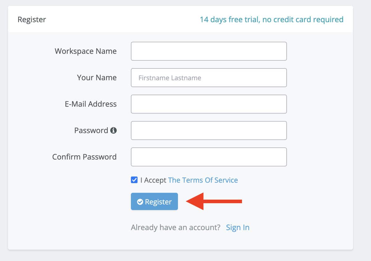 Register account in UChat