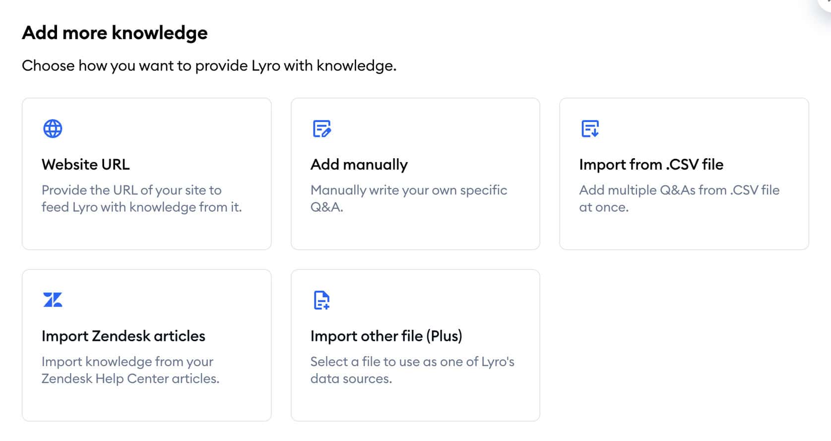 Tidio Lyro Adding Knowledge Sources