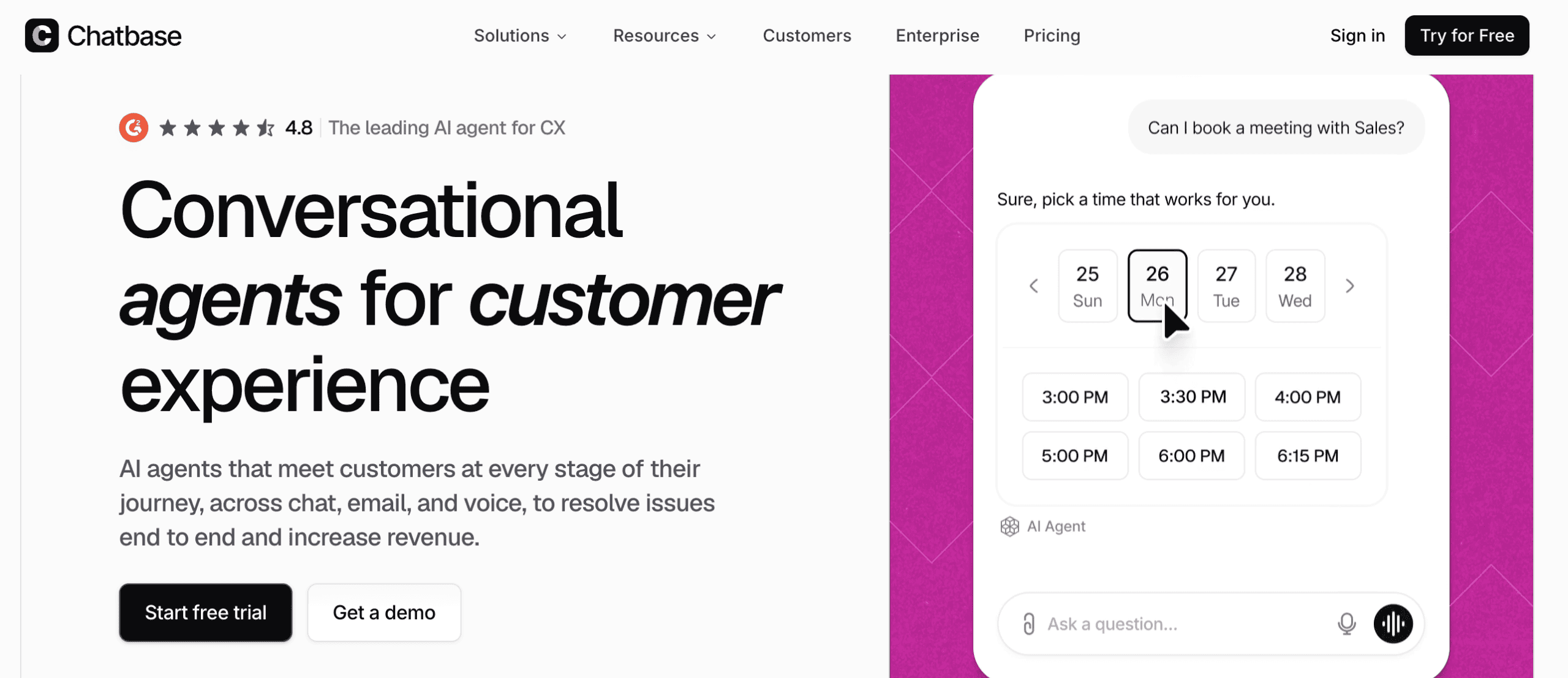Chatbase homepage