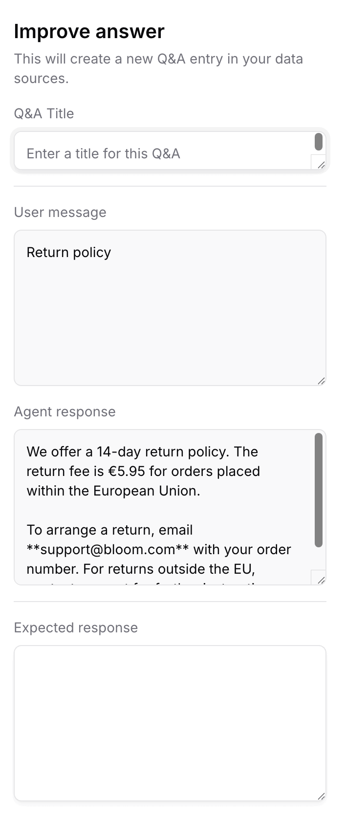 Revise an answer of your AI agent in Chatbase