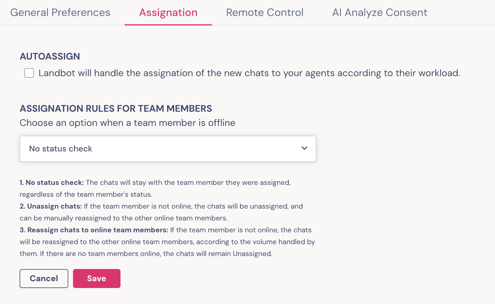 Set up auto-assignment rules for your team in the Landbot inbox